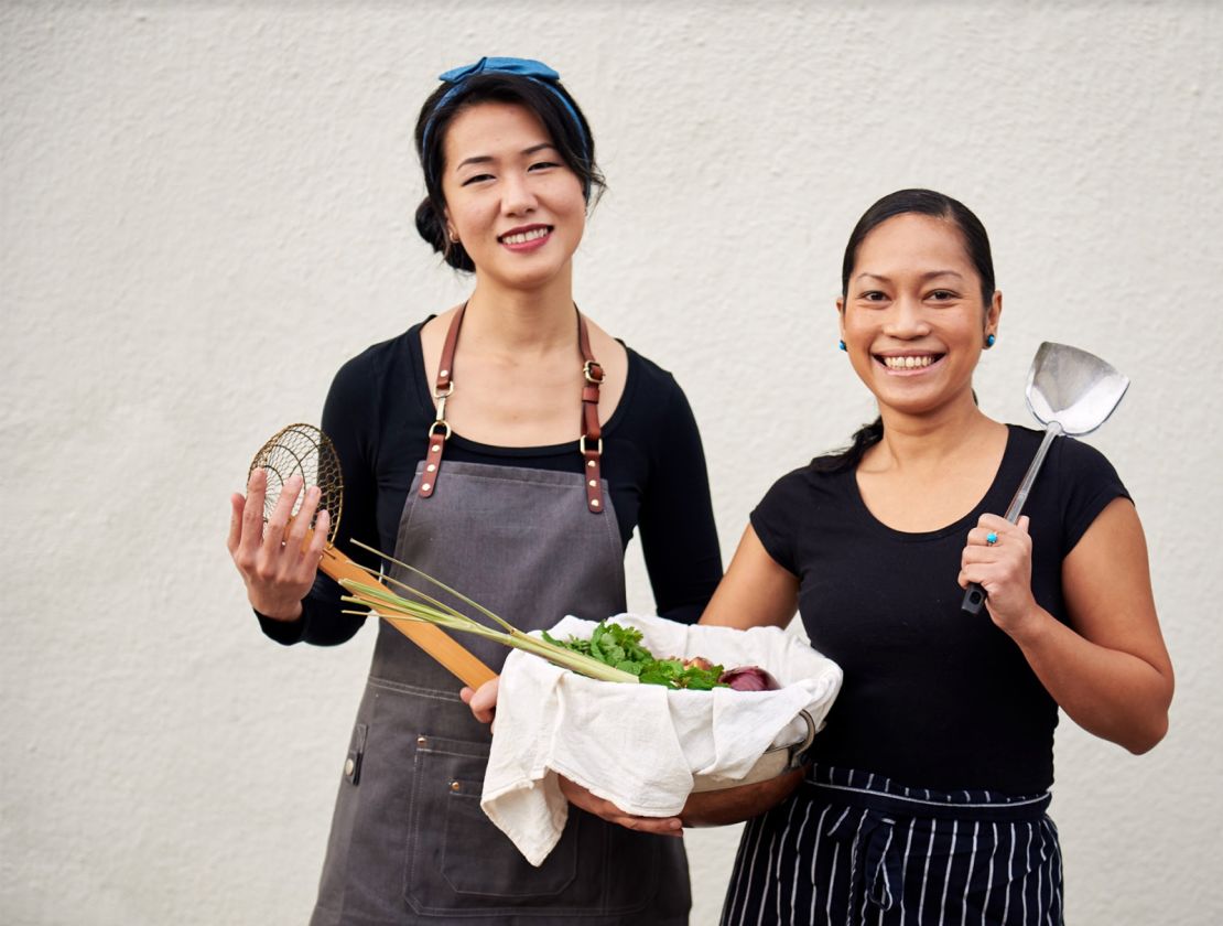 Indonesian chef Siska Silitonga (right) poses with Malaysian chef Tracy Goh (left).