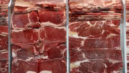 Meat products sit in a display case at a grocery store in Dallas, Wednesday, April 29, 2020. (AP Photo/LM Otero)