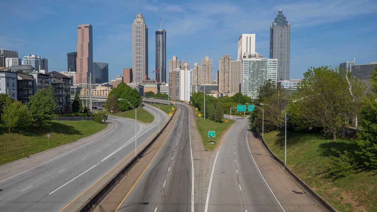 Mandatory Credit: Photo by ERIK S LESSER/EPA-EFE/Shutterstock (10616835d)
Empty roads lead to and from downtown Atlanta, Georgia, USA, 17 April 2020. The White House and the US Centers for Disease Control and Prevention have put forth the 'Opening Up America Again' guidelines to help restart the US economy from the coronavirus COVID-19 pandemic.
Coronavirus COVID-19 reactions in Atlanta, Georgia., USA - 17 Apr 2020