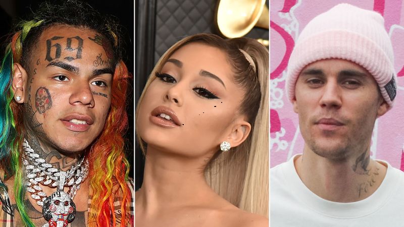Tekashi 6ix9ine accuses Ariana Grande and Justin Bieber of