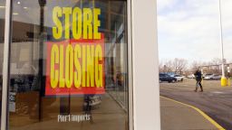 CHICAGO, ILLINOIS - FEBRUARY 18: Store closing signs hang in the window of a Pier 1 imports store on February 18, 2020 in Chicago, Illinois. The struggling retailer announced today that it had filed for bankruptcy and was closing 450 stores.  (Photo by Scott Olson/Getty Images)