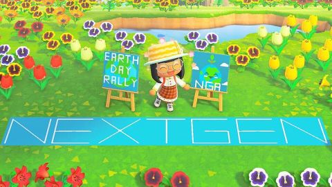 In this screengrab from Animal Crossing New Horizon, NextGen Nevada holds a voter registration rally on Earth Day, April 21, 2020.