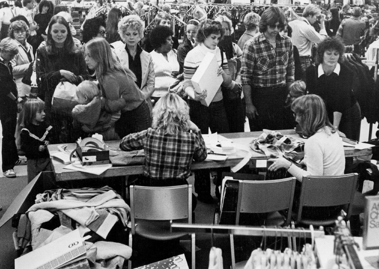 A JCPenney exchange desk is busy on the day after Christmas in 1980.