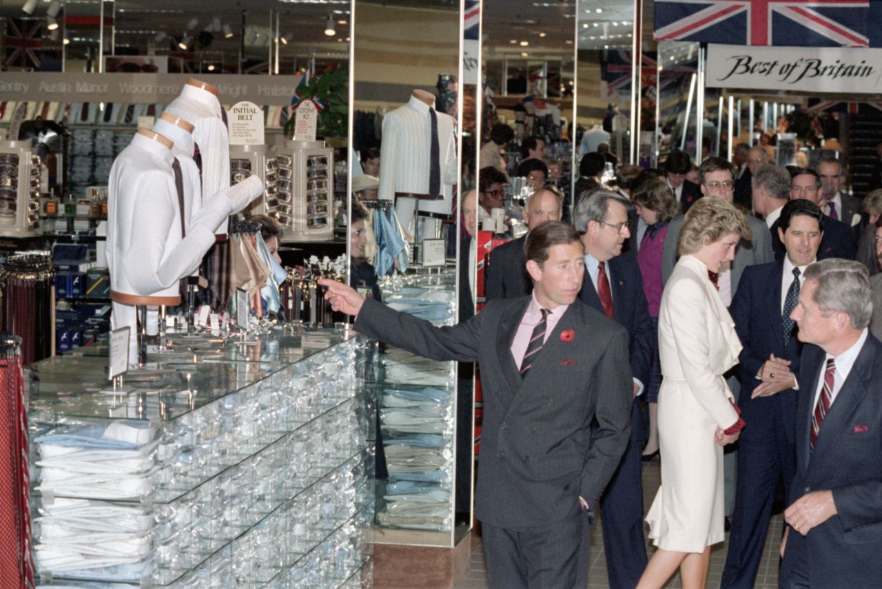 Britain's Prince Charles and Princess Diana visit a JCPenney store in Springfield, Virginia, during a trip to the United States in 1985.