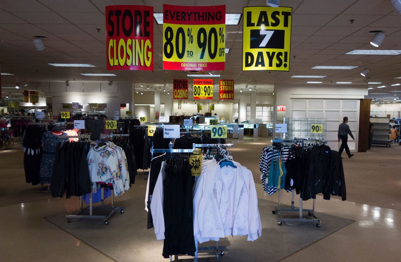 JCPenney shoppers view discount merchandise in Bloomsburg, Pennsylvania, in 2017. Since the fall of 2011, the company has reported only five profitable quarters -— all of them in the holiday shopping season.