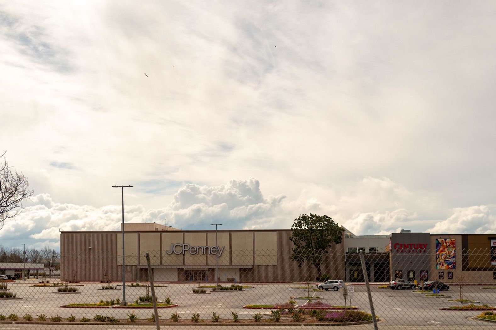 Parking lots are empty in front of a JCPenney store in Hayward, California, in March 2020. Stores were closed because of the coronavirus pandemic.