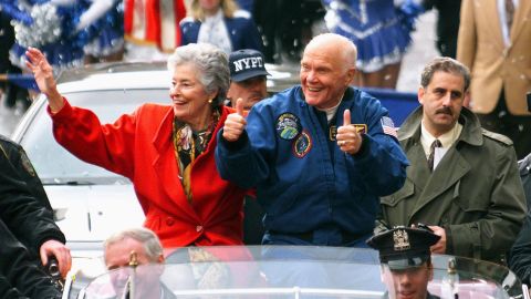 Annie Glenn, seen here at a ticker-tape parade with her late husband John Glenn, died of coronavirus complications. She was 100. 