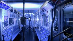 Pictures show the use of UV technology on New York City's subway system.