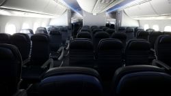 Many of the seats aboard a United Airlines to Houston, Texas from San Francisco on May 11, 2020. Air travel is down as estimated 94 percent due to the coronavirus (COVID-19) pandemic, causing U.S. airlines to take a major financial hit with losses of $350 million to $400 million a day and nearly half of major carriers airplanes are sitting idle. (Photo by Justin Sullivan/Getty Images)