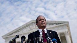 Ken Paxton, Texas attorney general, speaks during a news conference outside the Supreme Court in Washington, D.C., U.S., on Monday, Sept. 9, 2019