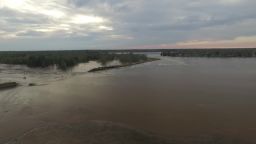 The Tittabawassee River breached the dam in Edenville, Michigan, on Tuesday evening, May 19, after days of heavy rain.