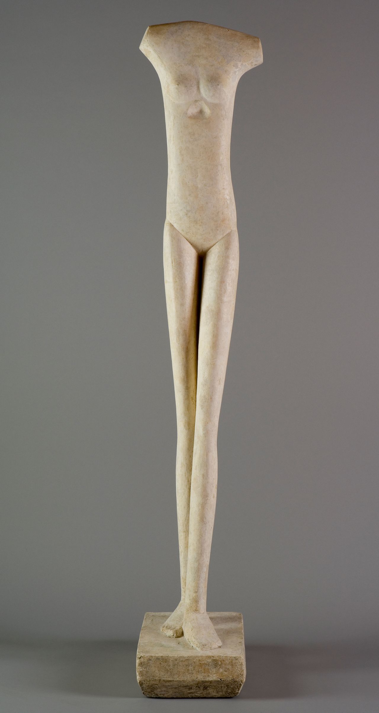 Giacometti returned to the form of "Walking Woman I" (1932-1936), simplifying the figure until it was an entirely new piece.