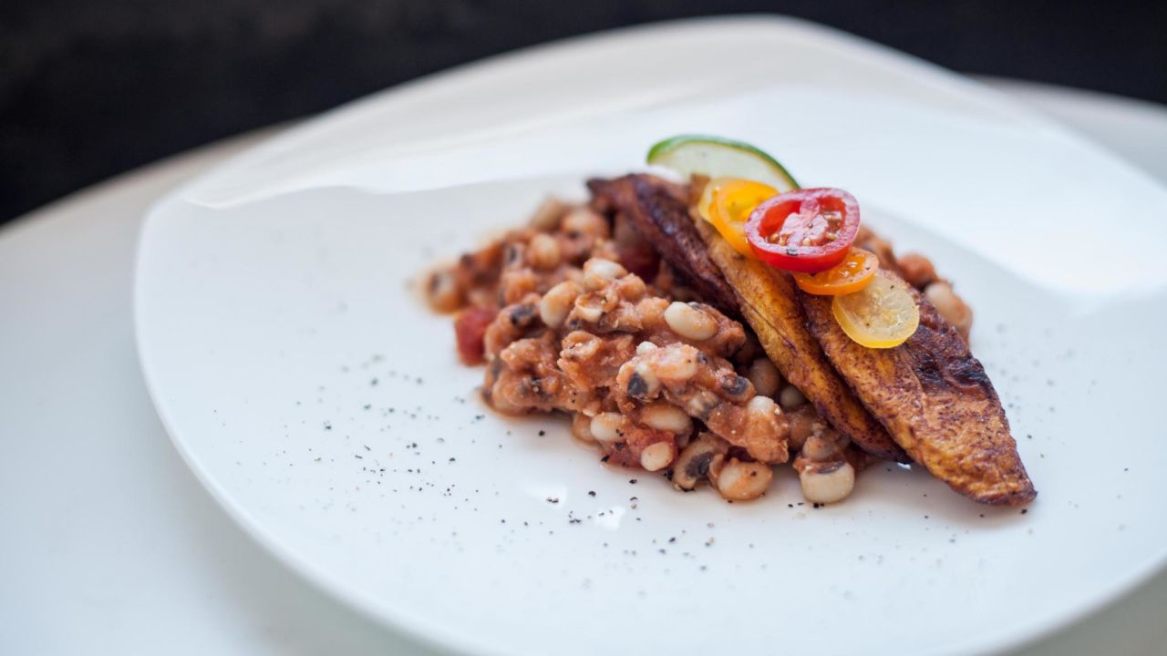Salimatu Amabebe's beans and dodo is a beans and fried plantains dish. 