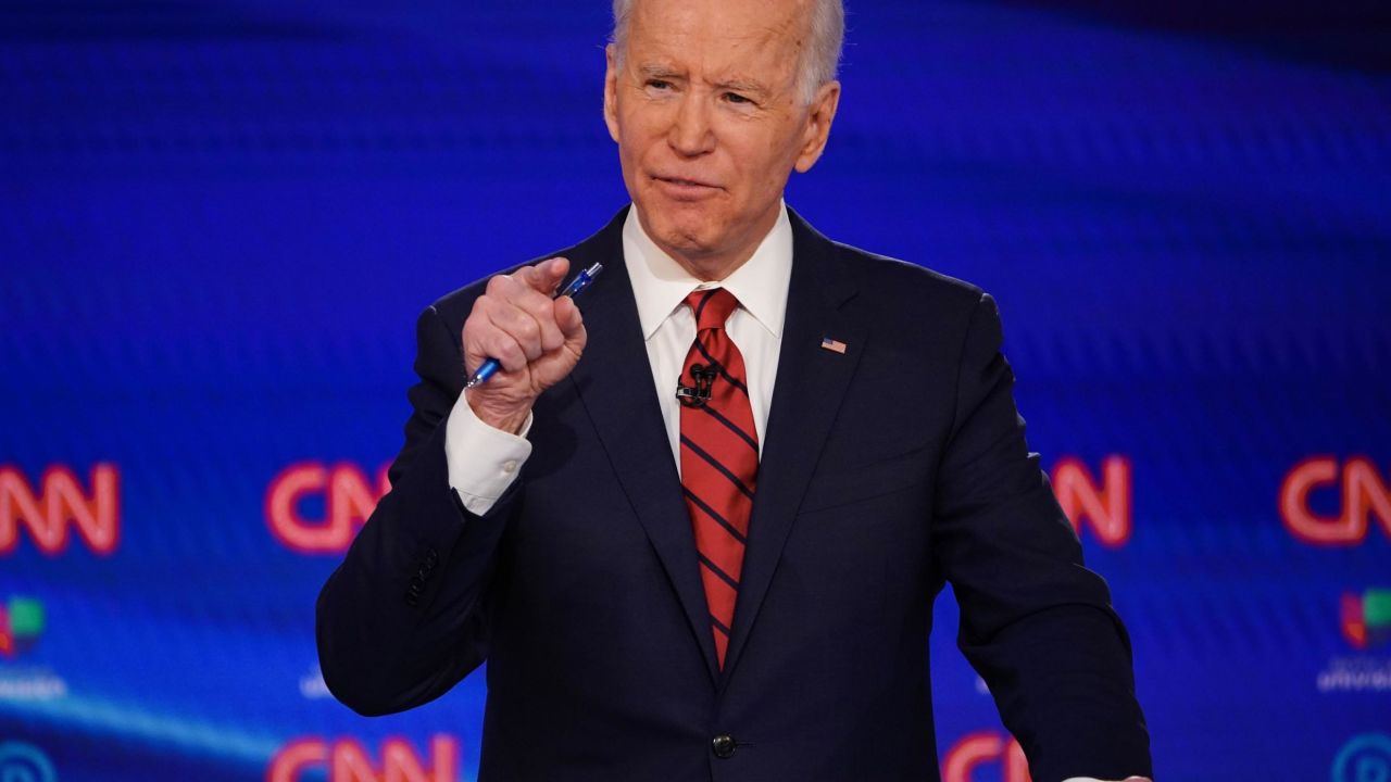 Democratic presidential hopeful former US vice president Joe Biden participates in the 11th Democratic Party 2020 presidential debate in a CNN Washington Bureau studio in Washington, DC on March 15, 2020. (Photo by MANDEL NGAN / AFP) (Photo by MANDEL NGAN/AFP via Getty Images)