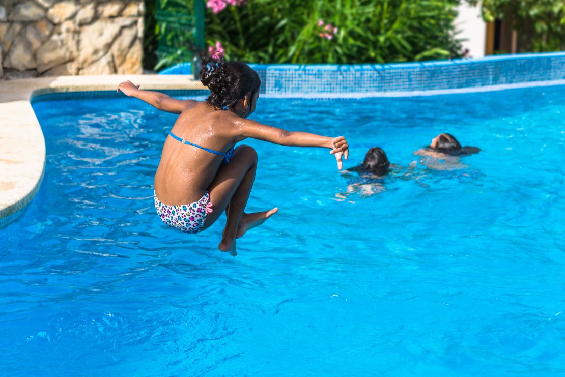children backyard pool STOCK