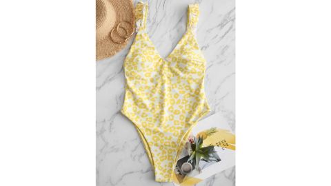 Zaful Reversible Leopard Heart Valentine One-Piece Swimsuit