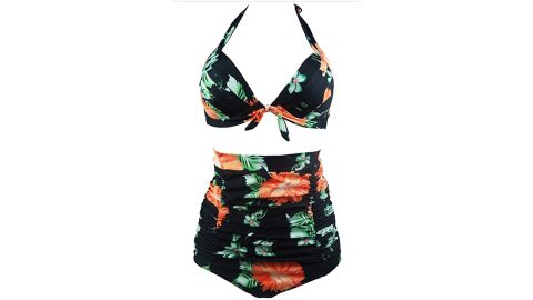 CocoShip Retro 50s Halter High Waist Bikini Set