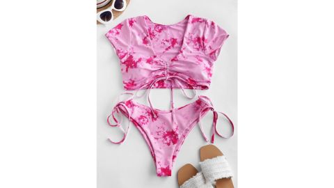 Zaful Cinched Tie-Dye Two Piece Swimsuit