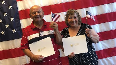 Colombian-born Carlos and Gloria Garcia became US citizens last year.