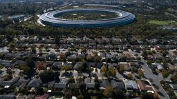 SUNNYVALE, CA: OCTOBER 21: Apple Park's spaceship campus is seen from this drone view in Sunnyvale, Calif., on Monday, Oct. 21, 2019. (Photo by Jane Tyska/MediaNews Group/The Mercury News via Getty Images)