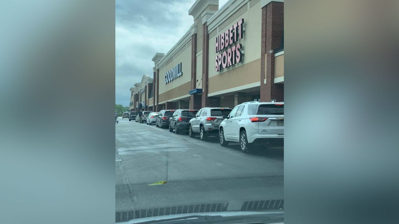 Joa Acton says she'd never seen this many cars lined up to make donations at a Marietta, Georgia, Goodwill store.