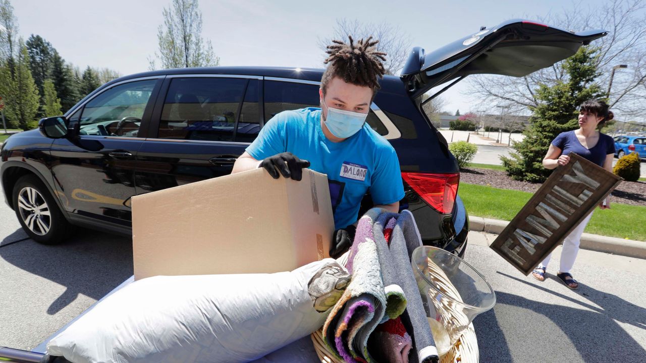 An employee unloads donations on May 15 at a Brookfield, Wisconsin, Goodwill location.