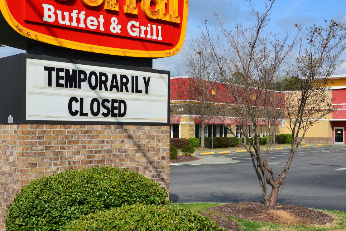 A closed Golden Corral restaurant in Raleigh, NC, on March 21, 2020. 
