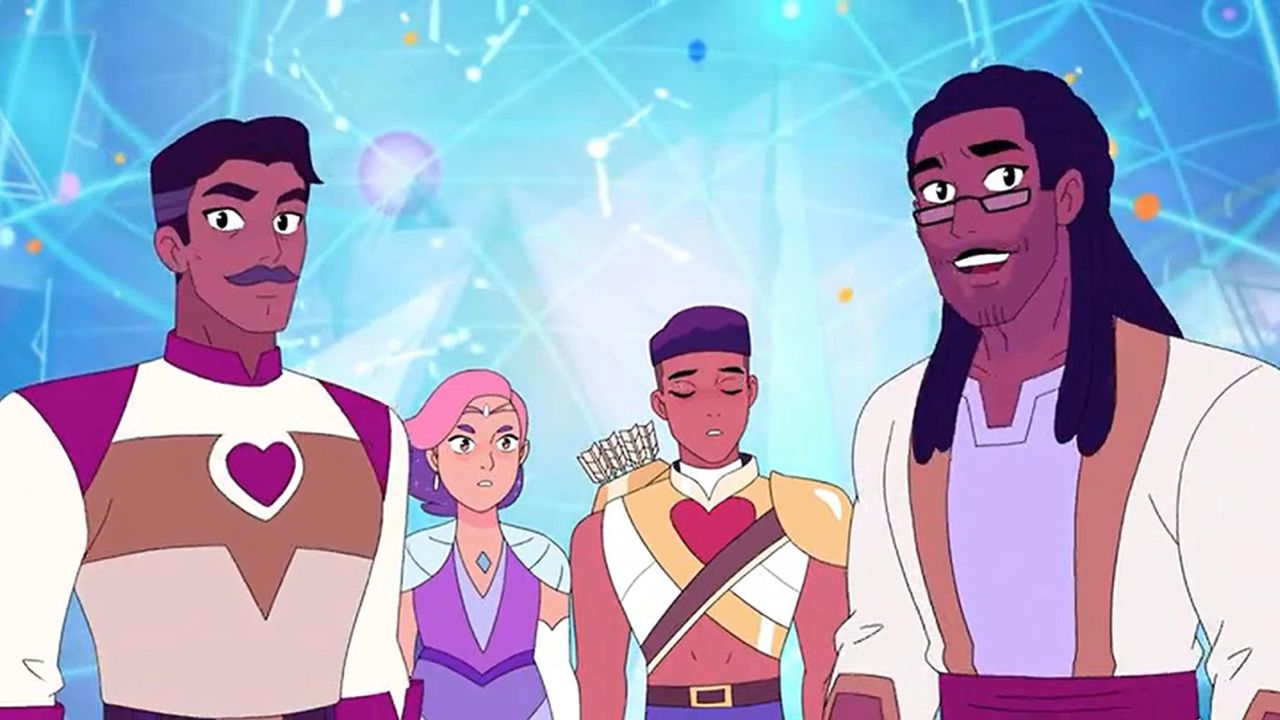 Bow with his fathers, George and Lance in season five of "She-Ra and the Princesses of Power."