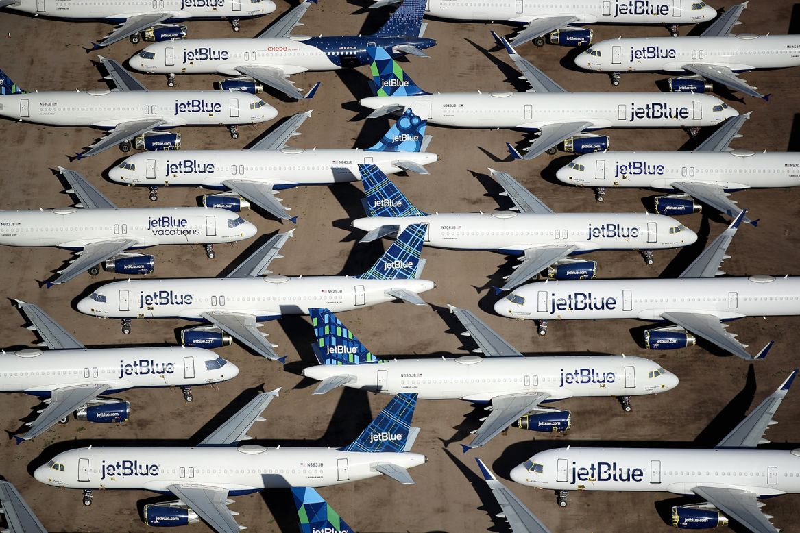 Decommissioned passenger planes are stored in Marana, Arizona, on Saturday, May 16. Because of the coronavirus pandemic, thousands of planes have been taken out of the skies and <a href="https://www.cnn.com/2020/05/14/business/airline-cargo-freight-covid-19/index.html" target="_blank">moved into storage.</a>