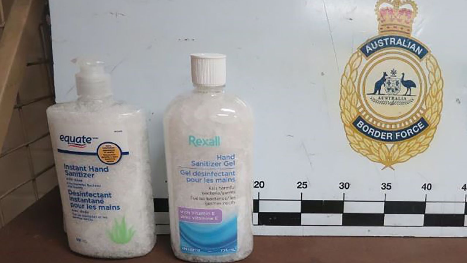 Drugs found in hand sanitizer bottles on May 8.