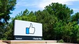Facebook Like button sign near the famous social media company's headquarters in Silicon Valley - Menlo Park, California, USA - June 27, 2019