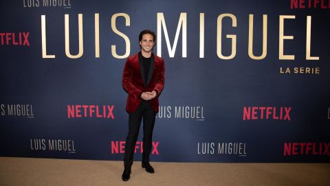 Diego Boneta poses on the red carpet during the "Luis Miguel" premiere at Cinemex Antara on April 17, 2018, in Mexico City.