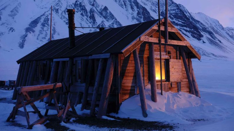 <strong>Temporary home: </strong>They've been staying in this wooden hut, which was originally built in the 1930s and used by whalers. 