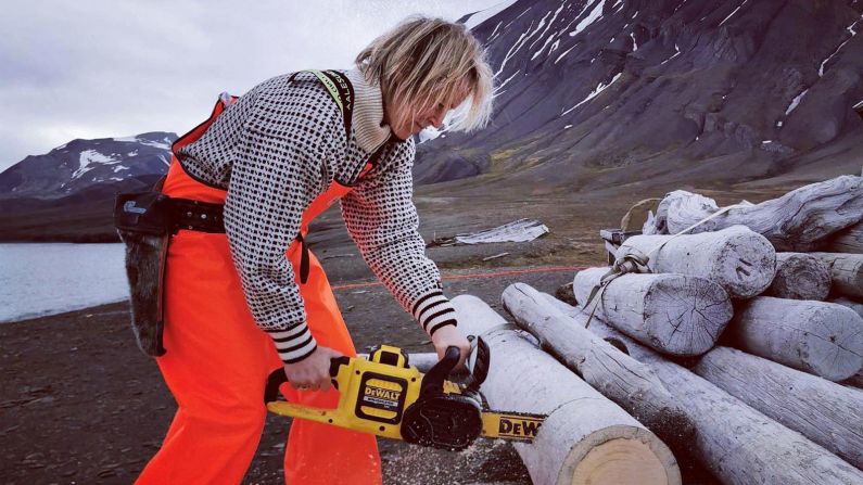 <strong>Back to basics: </strong>The pair have been using solar power and windmills for electricity during their expedition and collecting logs to use for fires during the winter.<br />