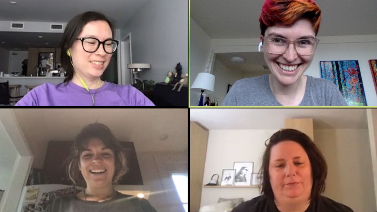 Tall Poppy employees during a Zoom meeting, remotely working from home. CEO Leigh Honeywell doesn't expect to return to her office before a coronavirus vaccine is widely available. The Bay Area-startup just hired its first employee who works from the other side of the country — in New Jersey.