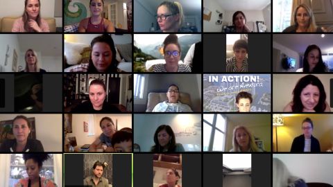 Volunteers for Pandemic of Love communities across the US discuss how to support one another over video conference.