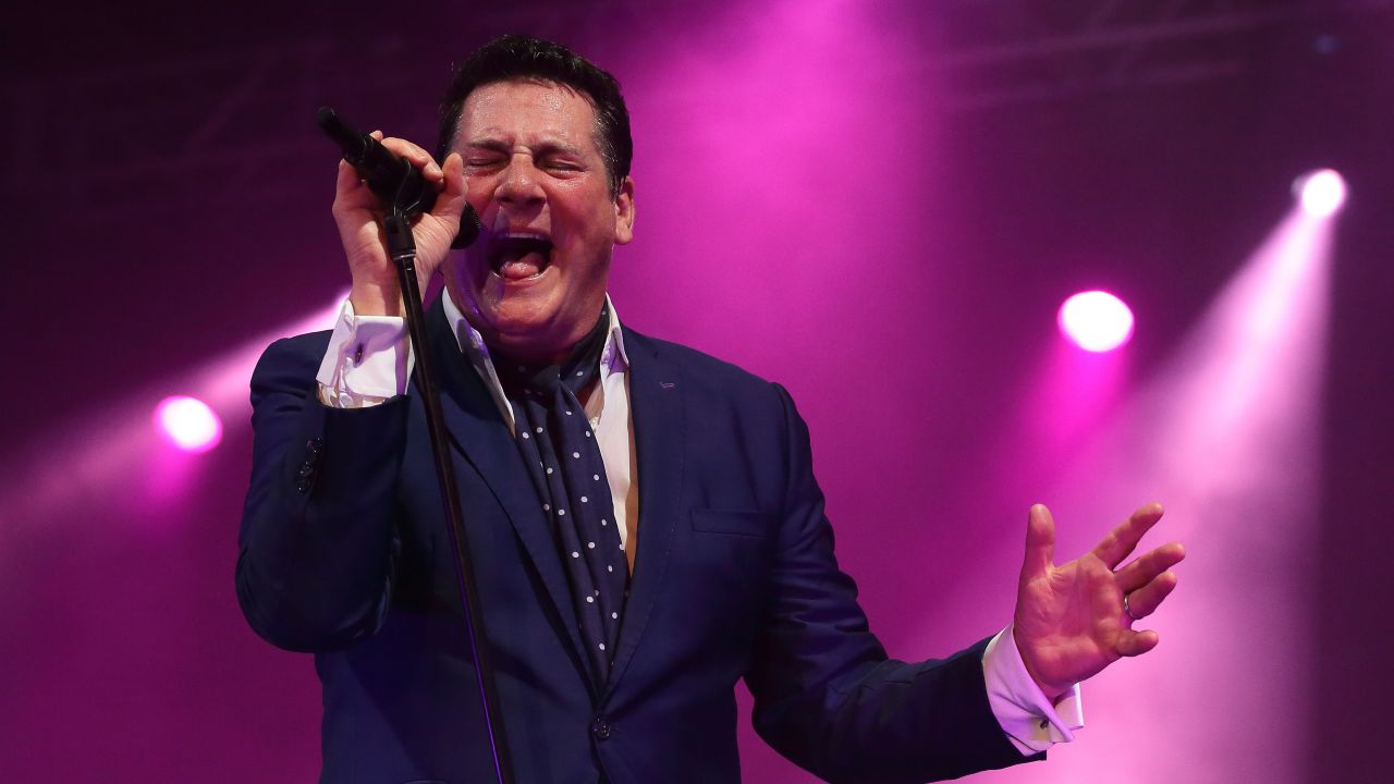 Singer Tony Hadley of Spandau Ballet performing in 2015 in Singapore.