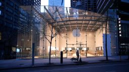 NEW YORK, NY - APRIL 09: The Apple store on Broadway is closed amid the coronavirus pandemic on April 9, 2020 in New York City. COVID-19 has spread to most countries around the world, claiming 96,000 lives with infections at 1.6 million people. (Photo by John Lamparski/Getty Images)