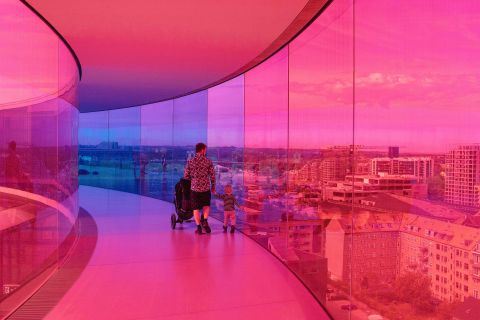 People visit the ARoS Museum of Art in Aarhus, Denmark, on May 22. The museum opened its doors to the public after being closed for two months.