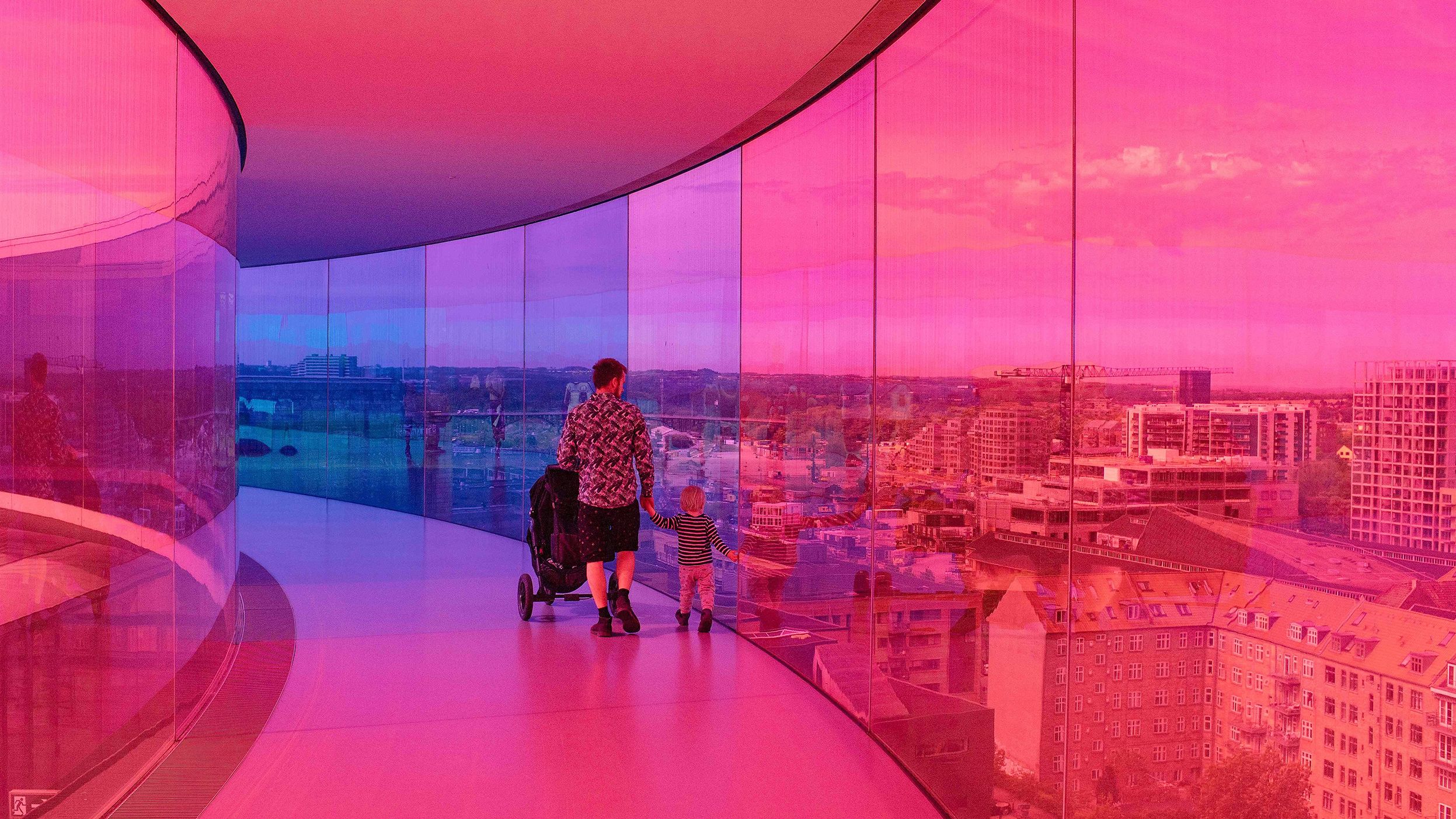 People visit the ARoS Museum of Art in Aarhus, Denmark, on May 22. The museum opened its doors to the public after being closed for two months.