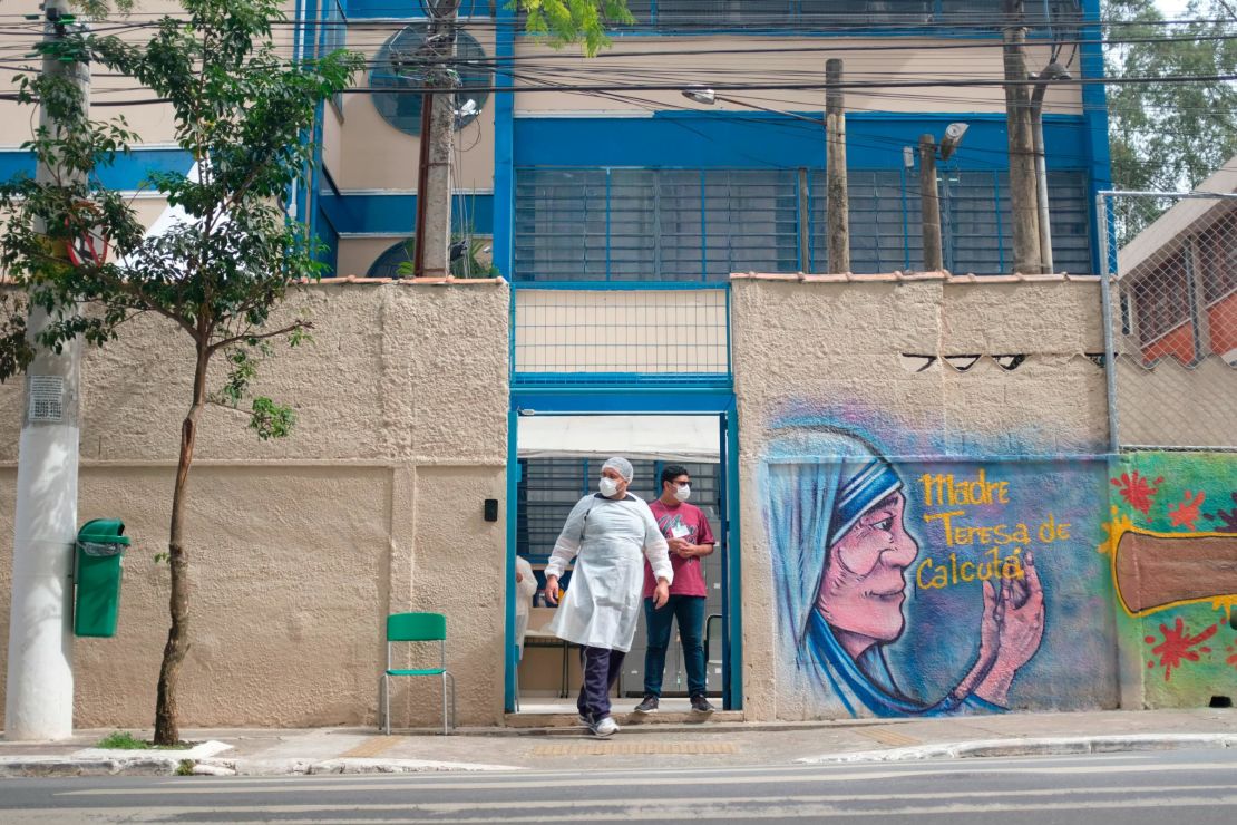 A school in the sprawling favela of Paraisopolis is being used as an isolation center for people with coronavirus.