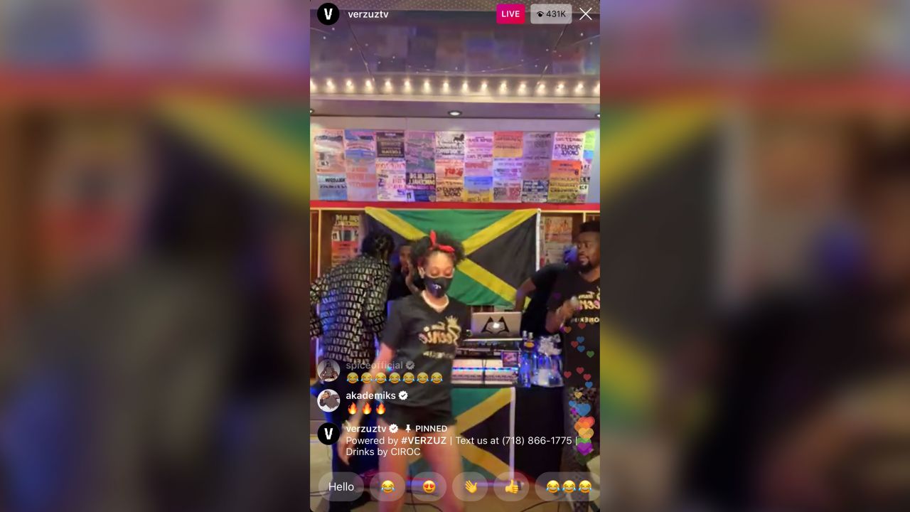 A dancer performs during the Verzuz batttle between Beenie Man and Bounty Killer on Instagram Live on Saturday, May 23, 2020.