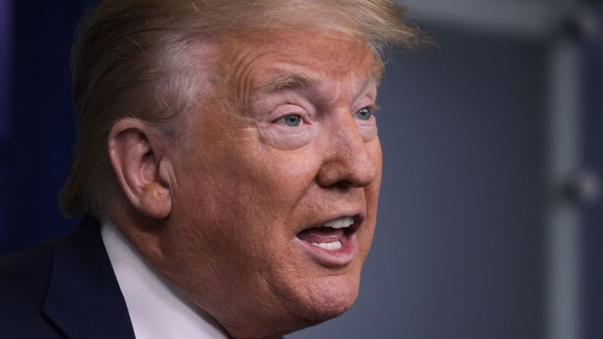 U.S. President Donald Trump makes a statement in the briefing room at the White House on May 22, 2020 in Washington, DC. President Trump announced news CDC guidelines that churches and places of worship are essential and must reopen now.