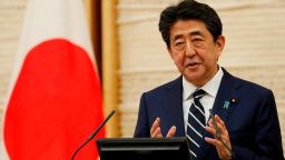 TOKYO, JAPAN - MAY 25: Japan's Prime Minister Shinzo Abe speaks at a news conference on May 25, 2020 in Tokyo, Japan. Prime Minister Abe said on Monday that the state of emergency will be lifted for all of Japan. (Photo by Kim Kyung-Hoon - Pool/Getty Images)