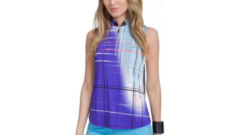 Jamie Sadock Women's Plaid Sleeveless Golf Polo