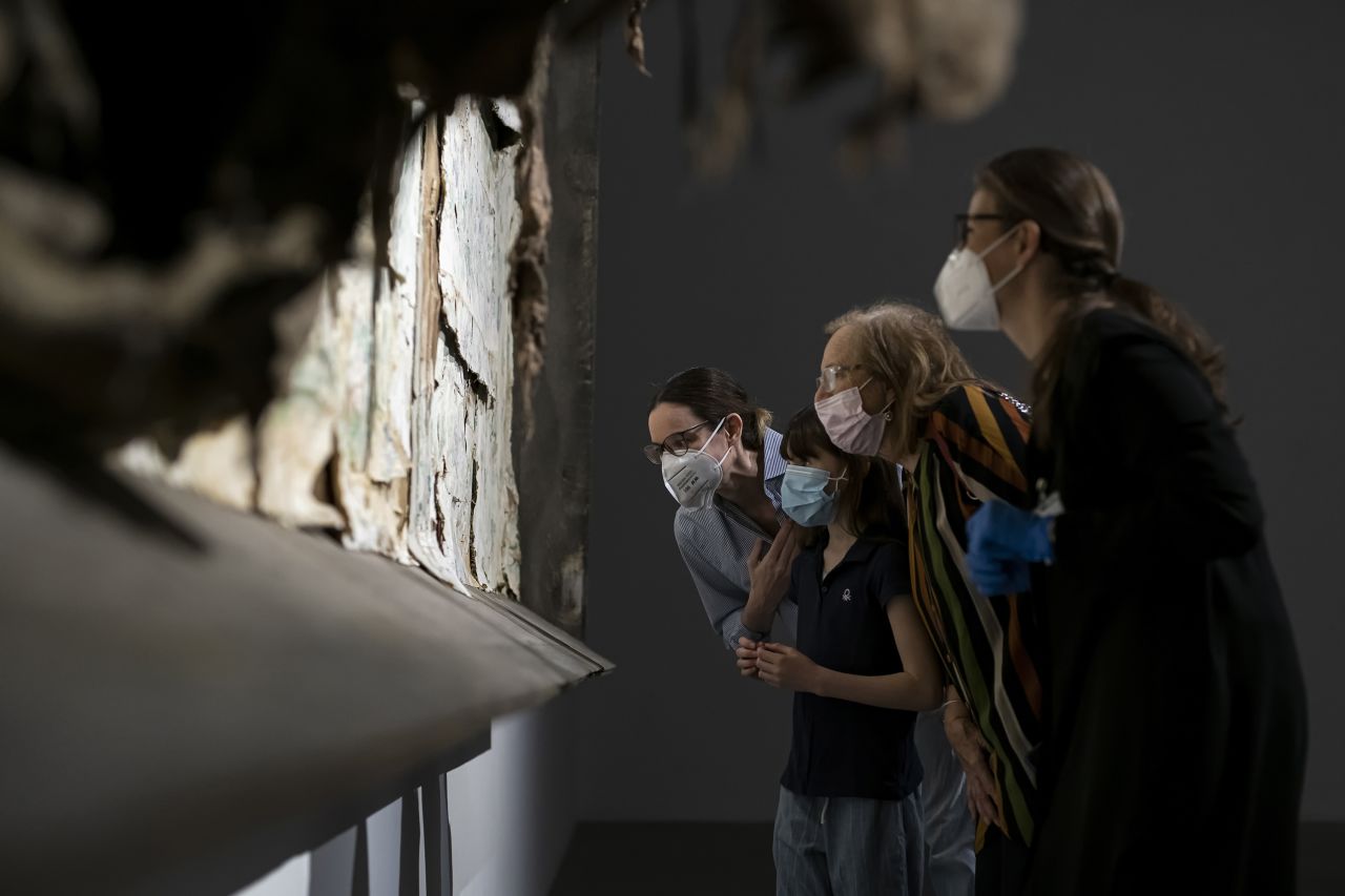Visitors look at the work of artist Berlinde De Bruyckere at Fondazione Sandretto Re Rebaudengo, a contemporary art foundation in Turin, Italy, on May 23.