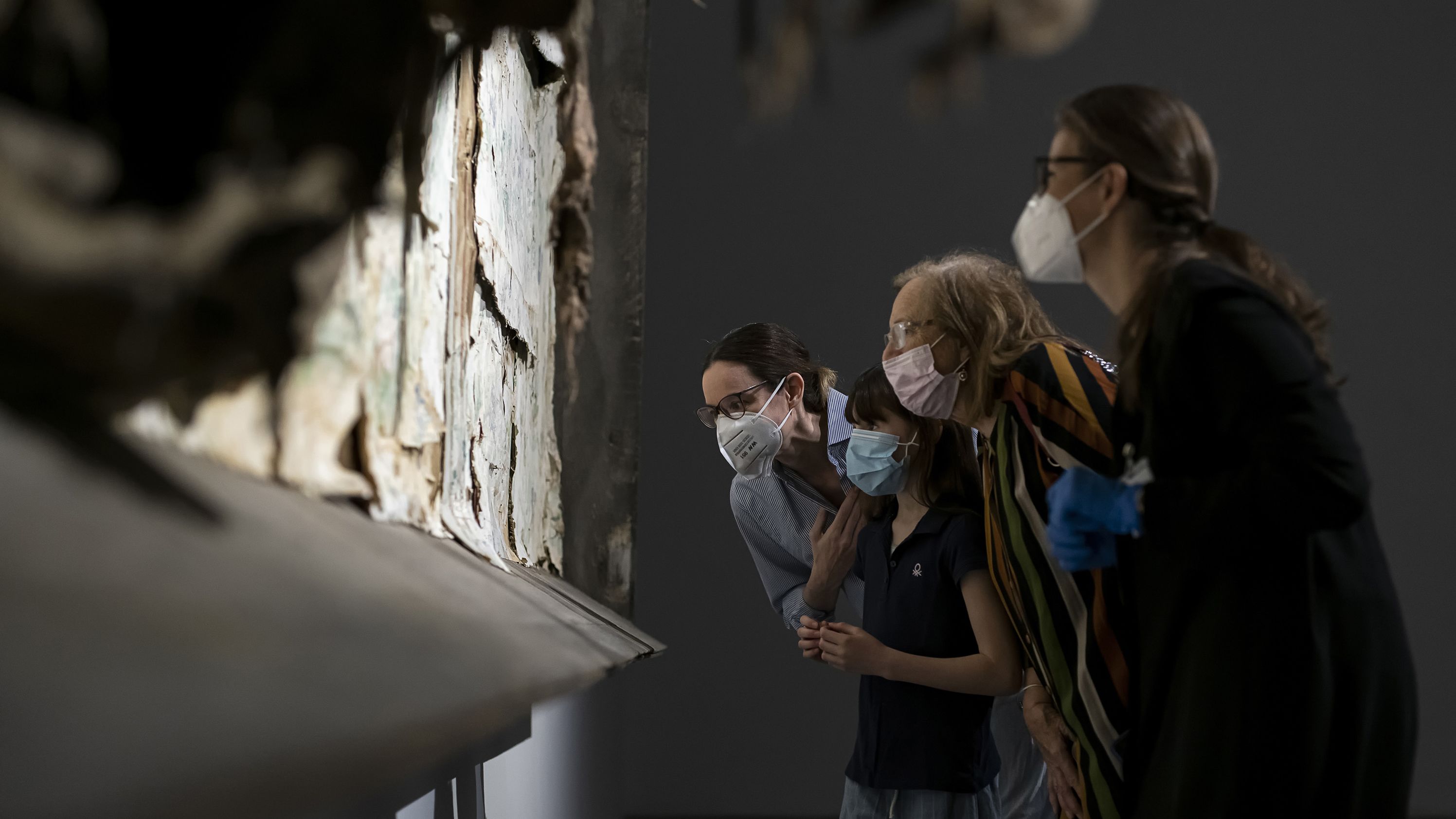 Visitors look at the work of artist Berlinde De Bruyckere at Fondazione Sandretto Re Rebaudengo, a contemporary art foundation in Turin, Italy, on May 23.   