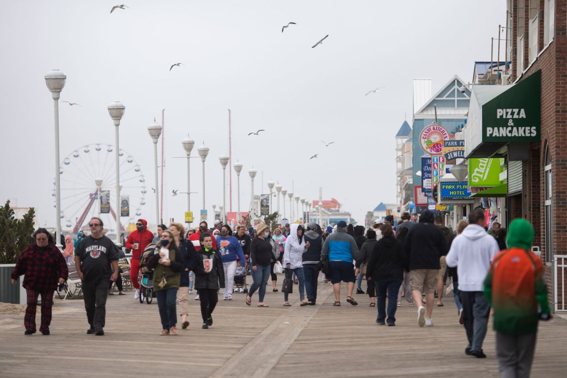 A large crowd enjoys the boardwalk in Ocean City on May 24.