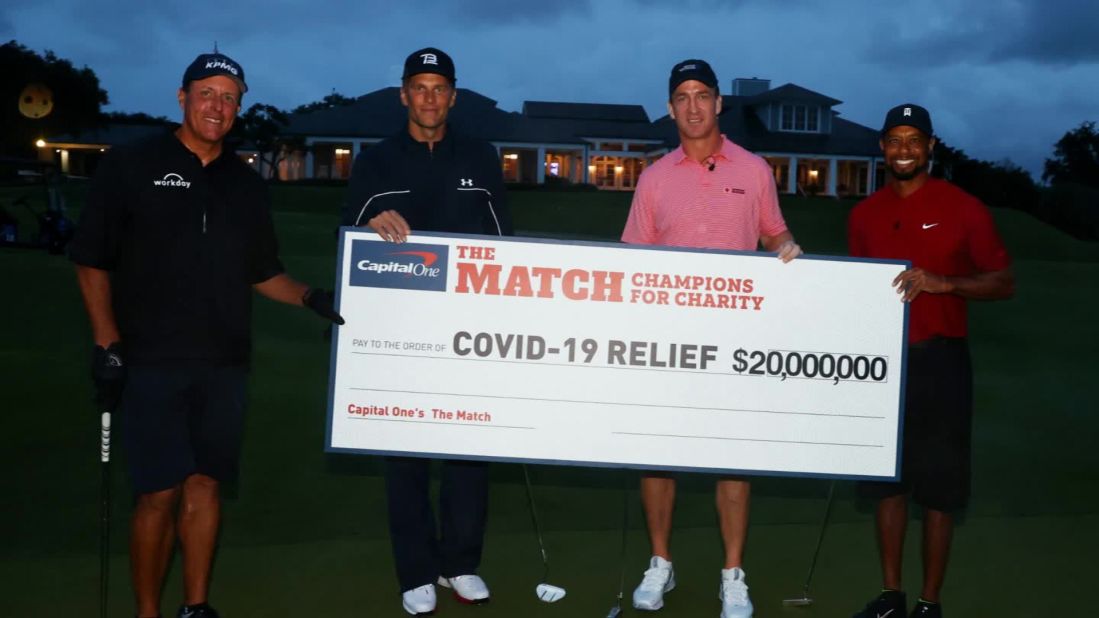 'The Match': In May at the Medalist Golf Club in Florida, Tiger Woods and Peyton Manning faced off against Phil Mickelson and Tom Brady in "The Match: Champions for Charity." The goal was to raise more than $10 million for Covid-19-related causes which provide relief for frontline workers, small businesses, and those in desperate need of food as a result of the pandemic. Woods and Manning stopped a late comeback effort by Mickelson and Brady to win by one shot.