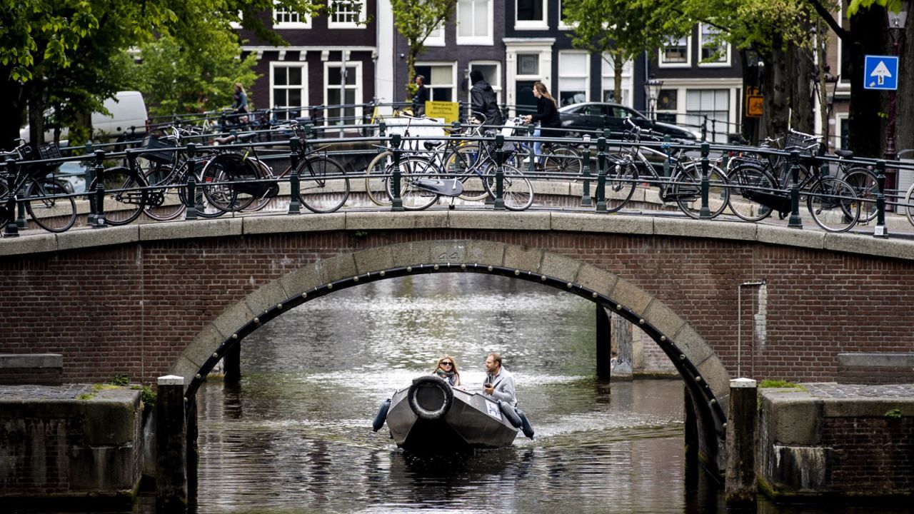 Lockdown measures are starting to ease in Amsterdam, with boats allowed back on canals at weekends.